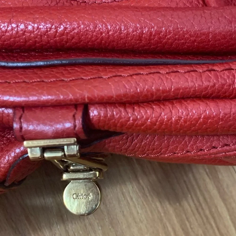 Chloé Paraty Shoulder Red Leather Bag
